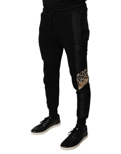 Black Leopard Slim Fit Jogger Pants