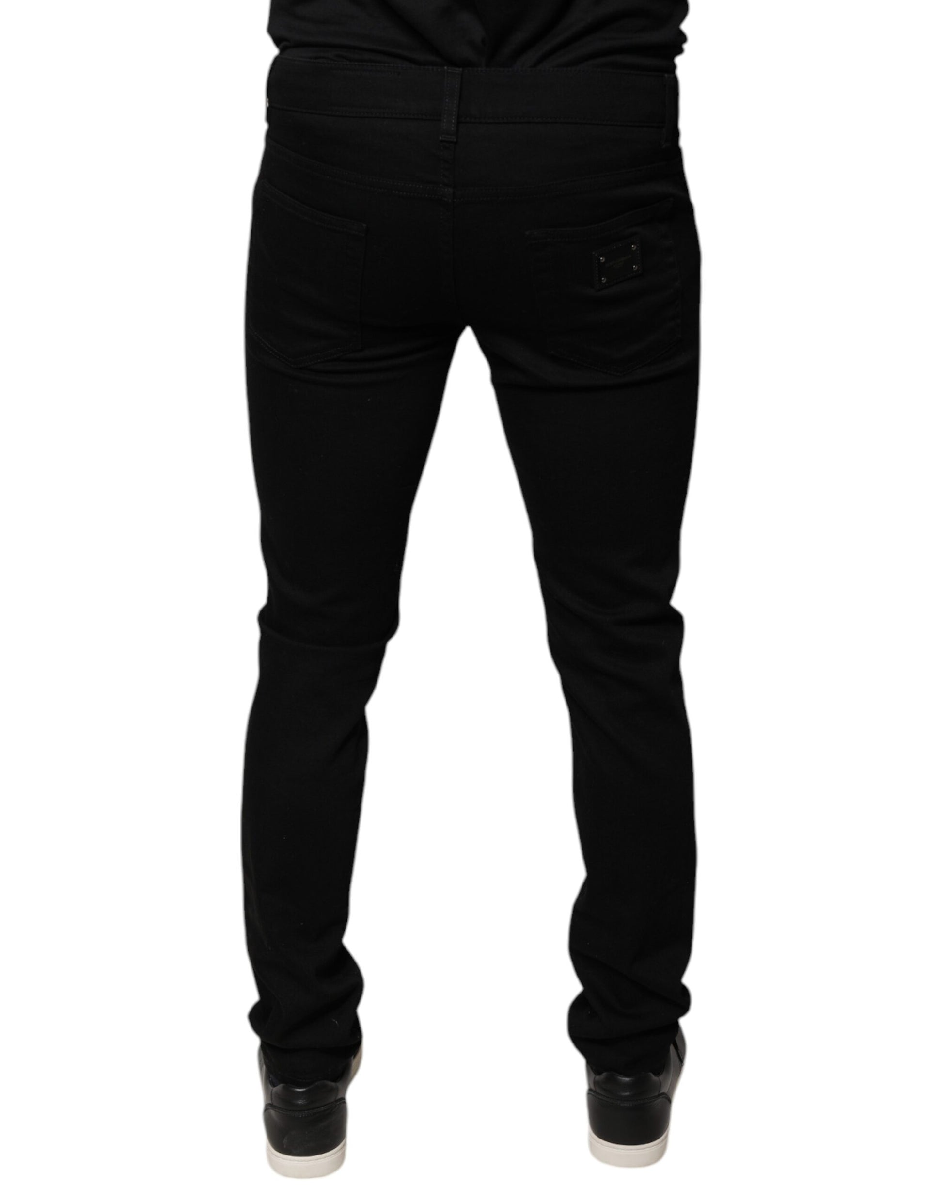 Black DG Crown Logo Cotton Skinny Denim Jeans