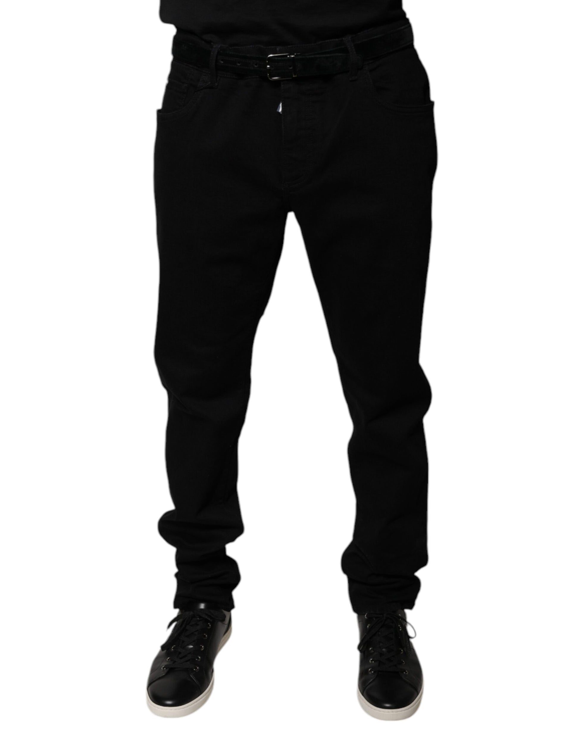 Black Logo Cotton Stretch Skinny Denim Jeans