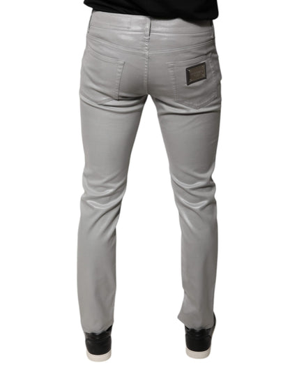 Gray Cotton Stretch Slim Fit Denim Jeans