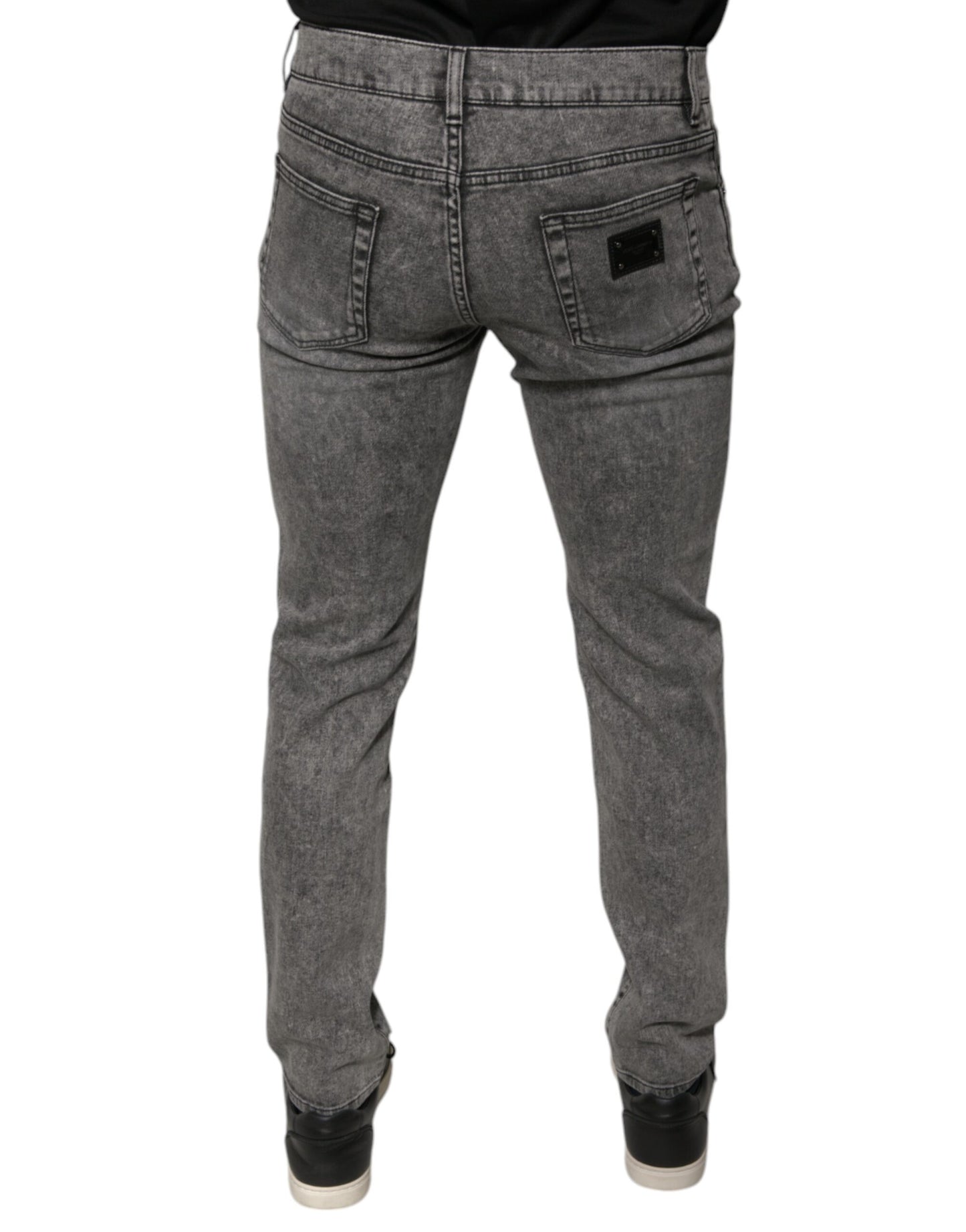 Gray Washed Cotton Skinny Denim Jeans