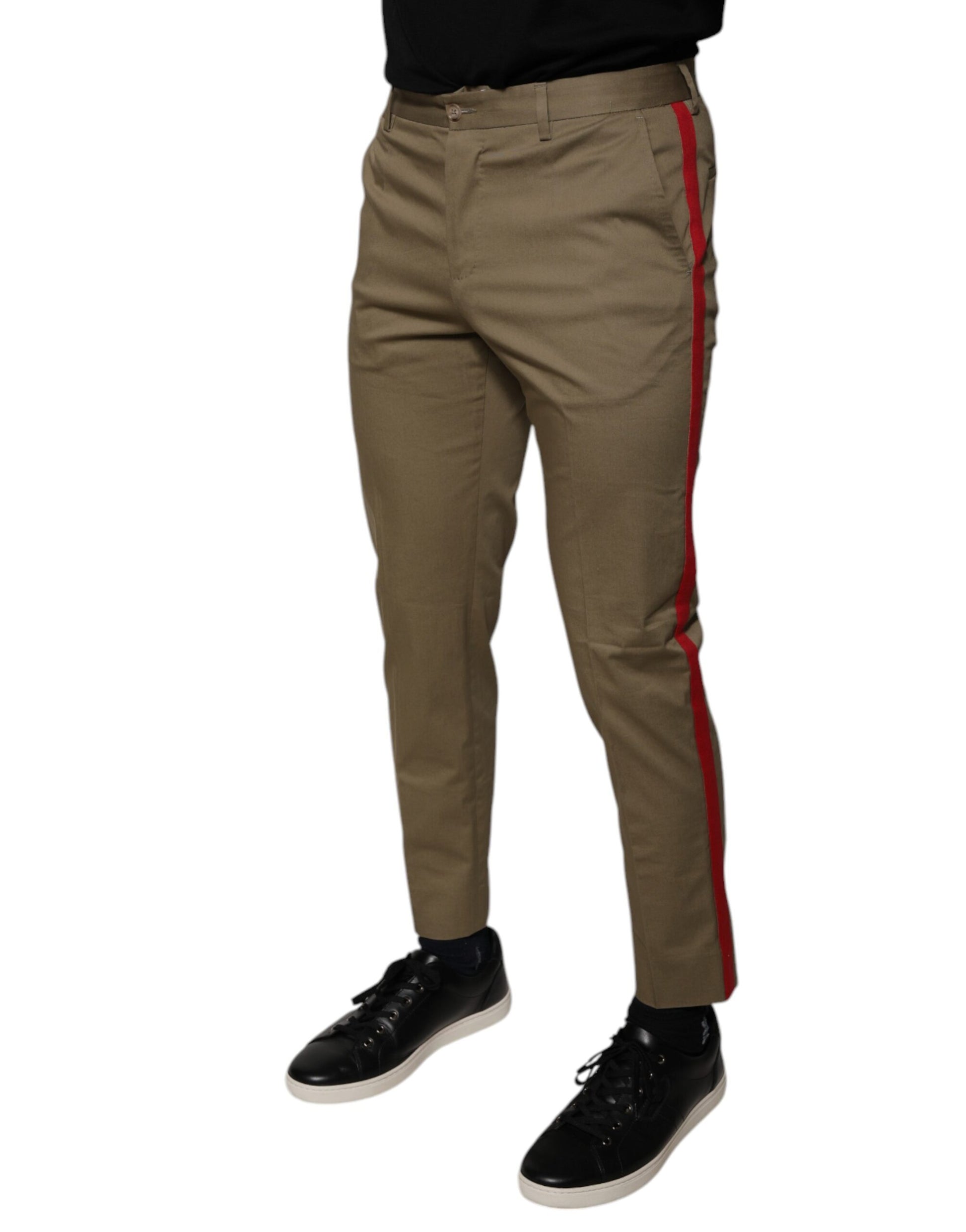 Brown Logo Men Casual Tapered Pants