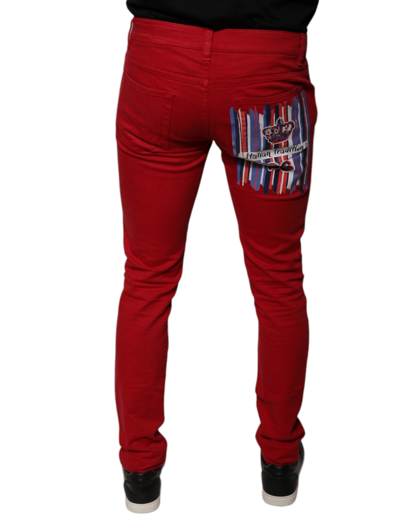 Red Crown Logo Cotton Skinny Denim Jeans