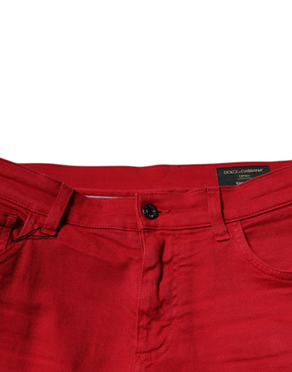 Red Crown Logo Cotton Skinny Denim Jeans