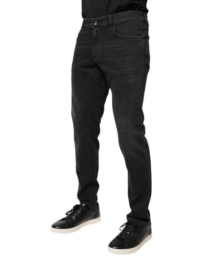 Black Cotton Logo Plaque Regular Denim Jeans