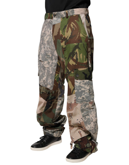 Multicolor Patchwork Camouflage Cargo Pants