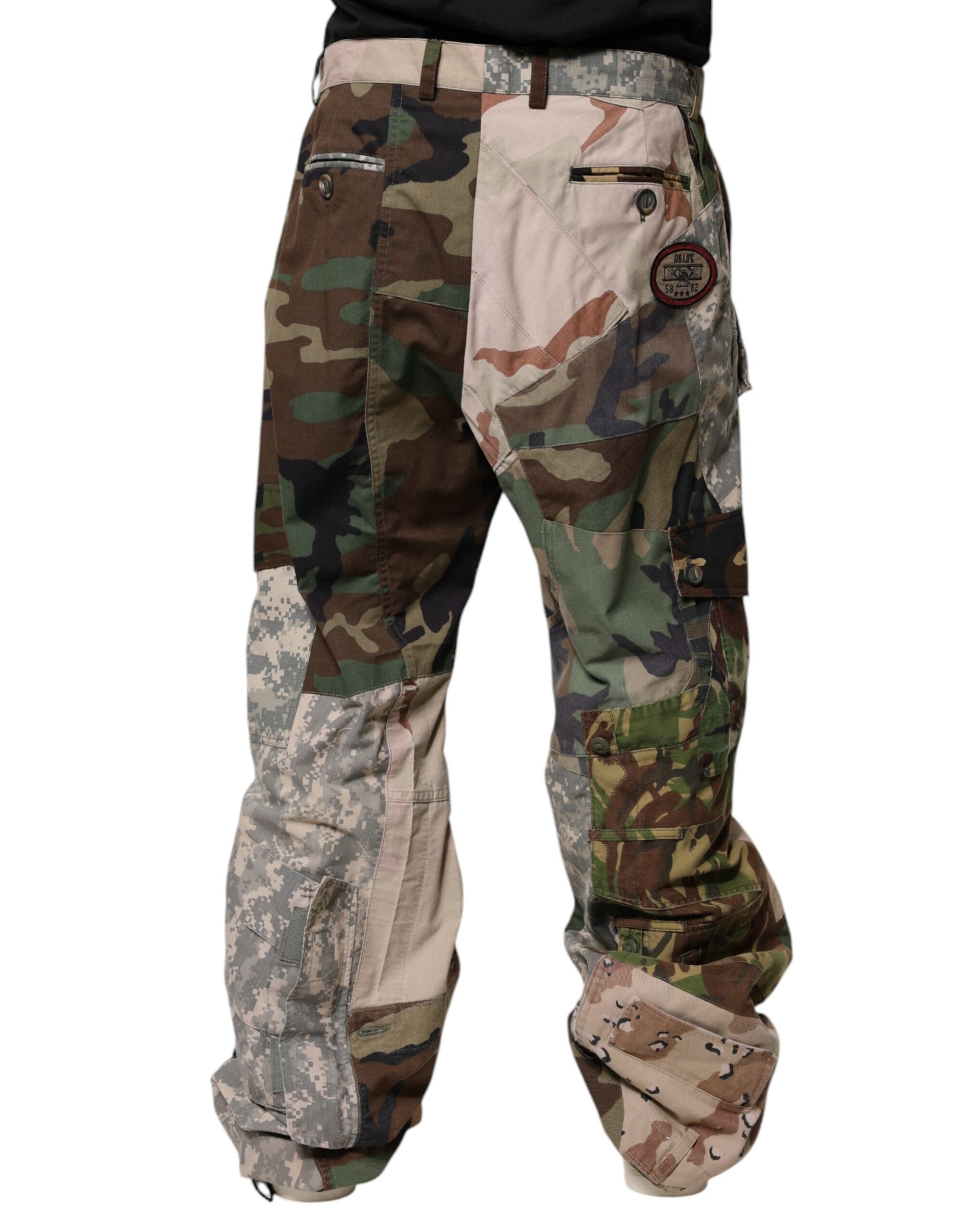 Multicolor Patchwork Camouflage Cargo Pants