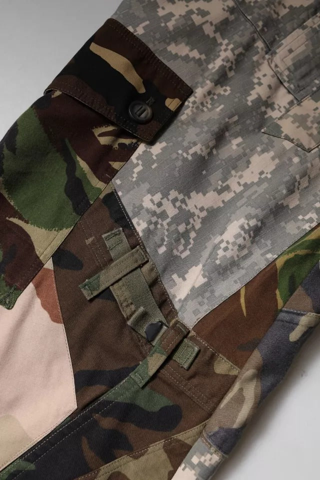 Multicolor Patchwork Camouflage Cargo Pants