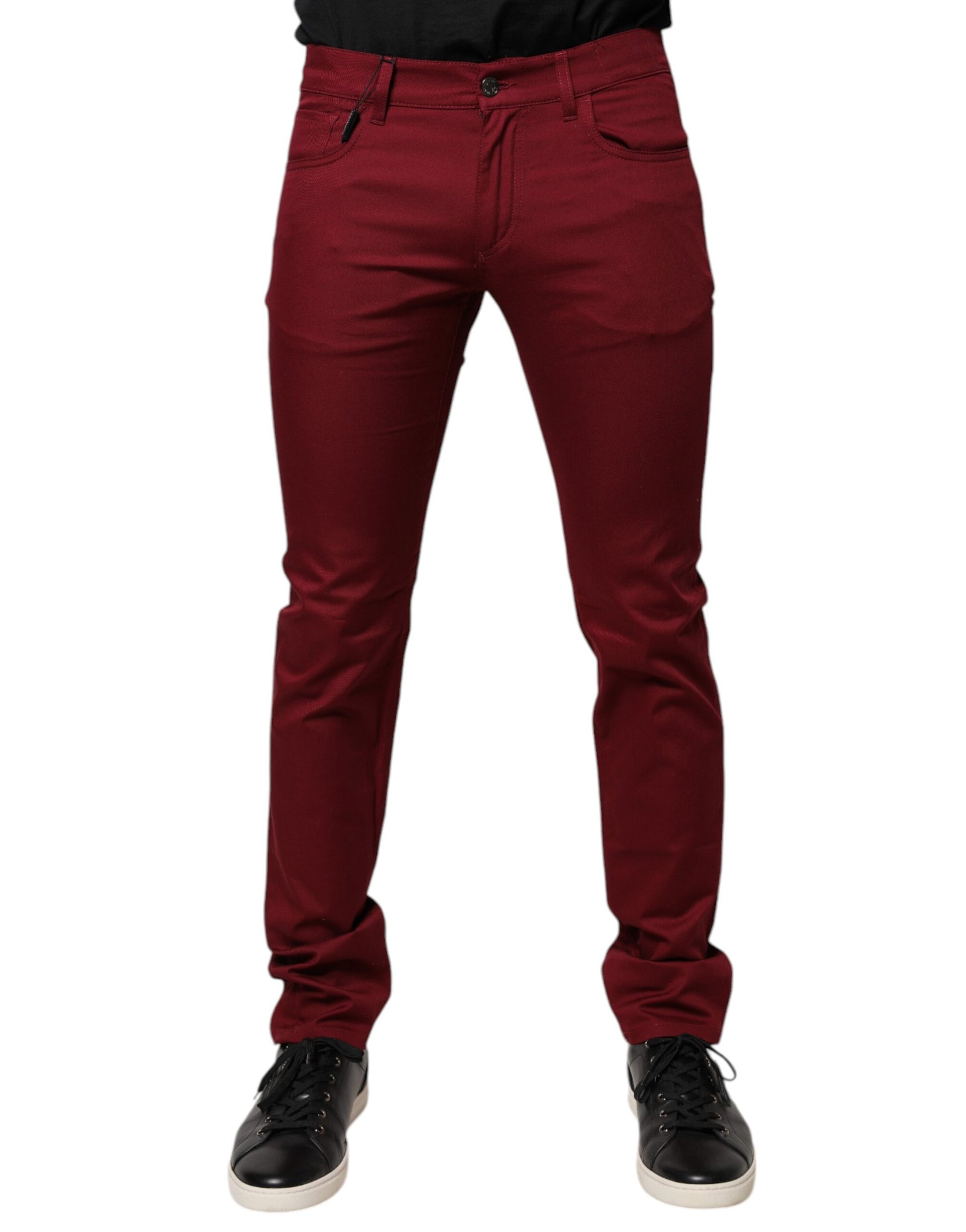 Red Cotton Stretch Skinny Denim Jeans