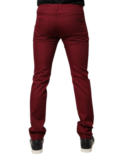 Red Cotton Stretch Skinny Denim Jeans