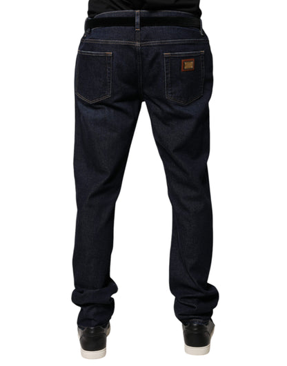 Dark Blue Cotton Skinny Denim Jeans