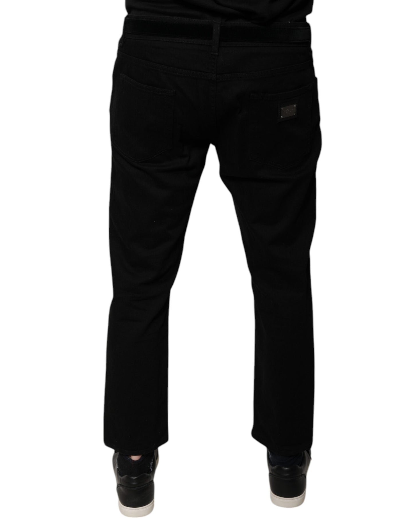 Black Cotton Stretch Logo Skinny Denim Jeans