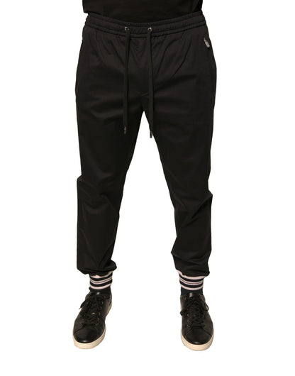 Black Cotton Stretch Jogger Sweatpants Pants