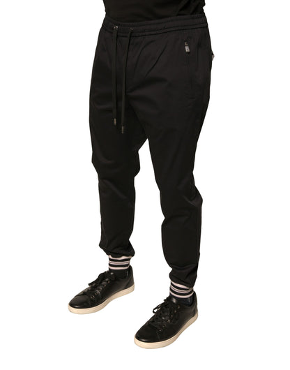 Black Cotton Stretch Jogger Sweatpants Pants