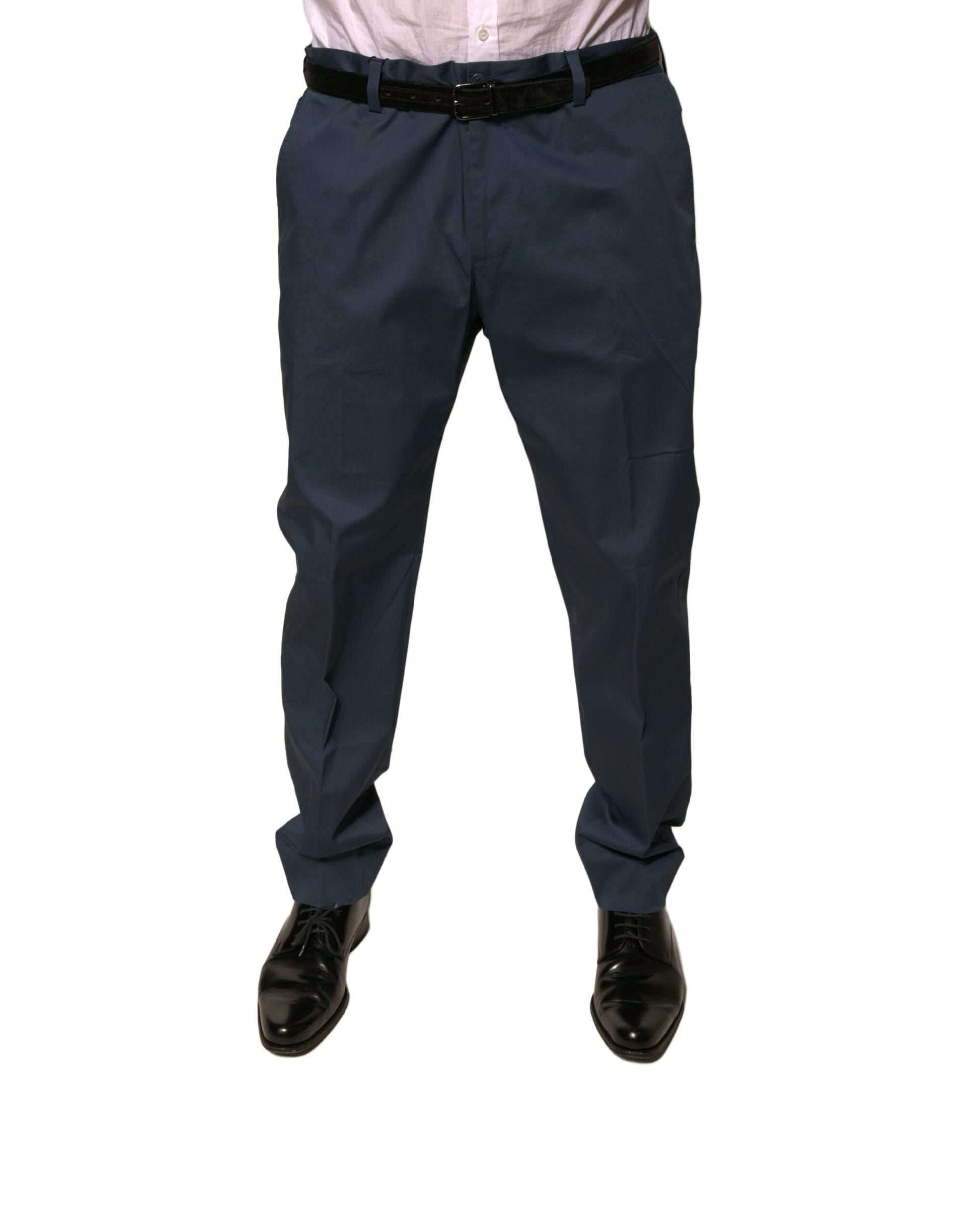 Dark Blue Cotton Stretch Skinny Men Dress Pants