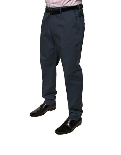 Dark Blue Cotton Stretch Skinny Men Dress Pants