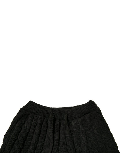 Black Wool Knitted Skinny Pants