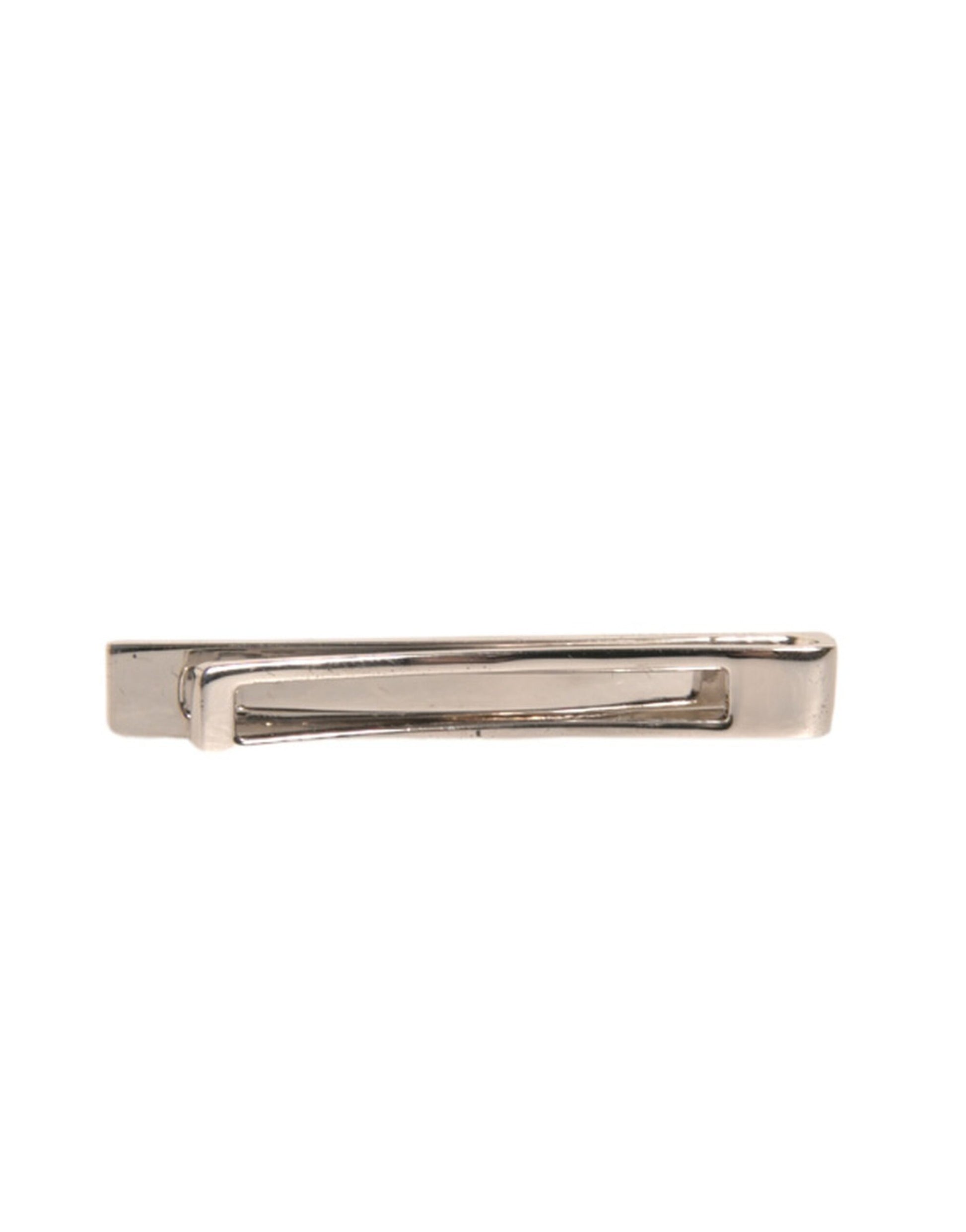 Silver Tone Brass Logo Branded Tie Clip Bar