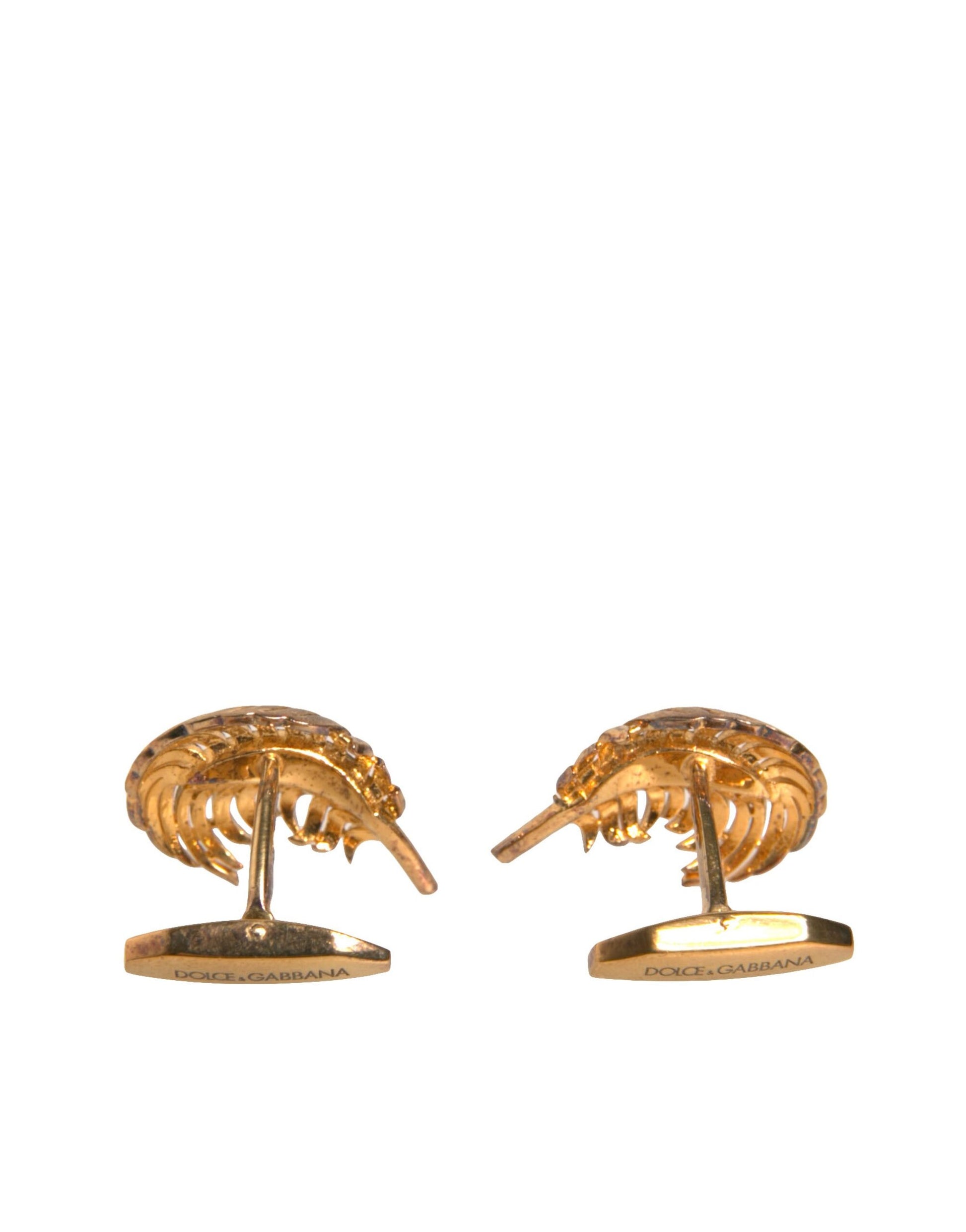 Gold 925 Sterling Silver Crystal Leaf Cufflink