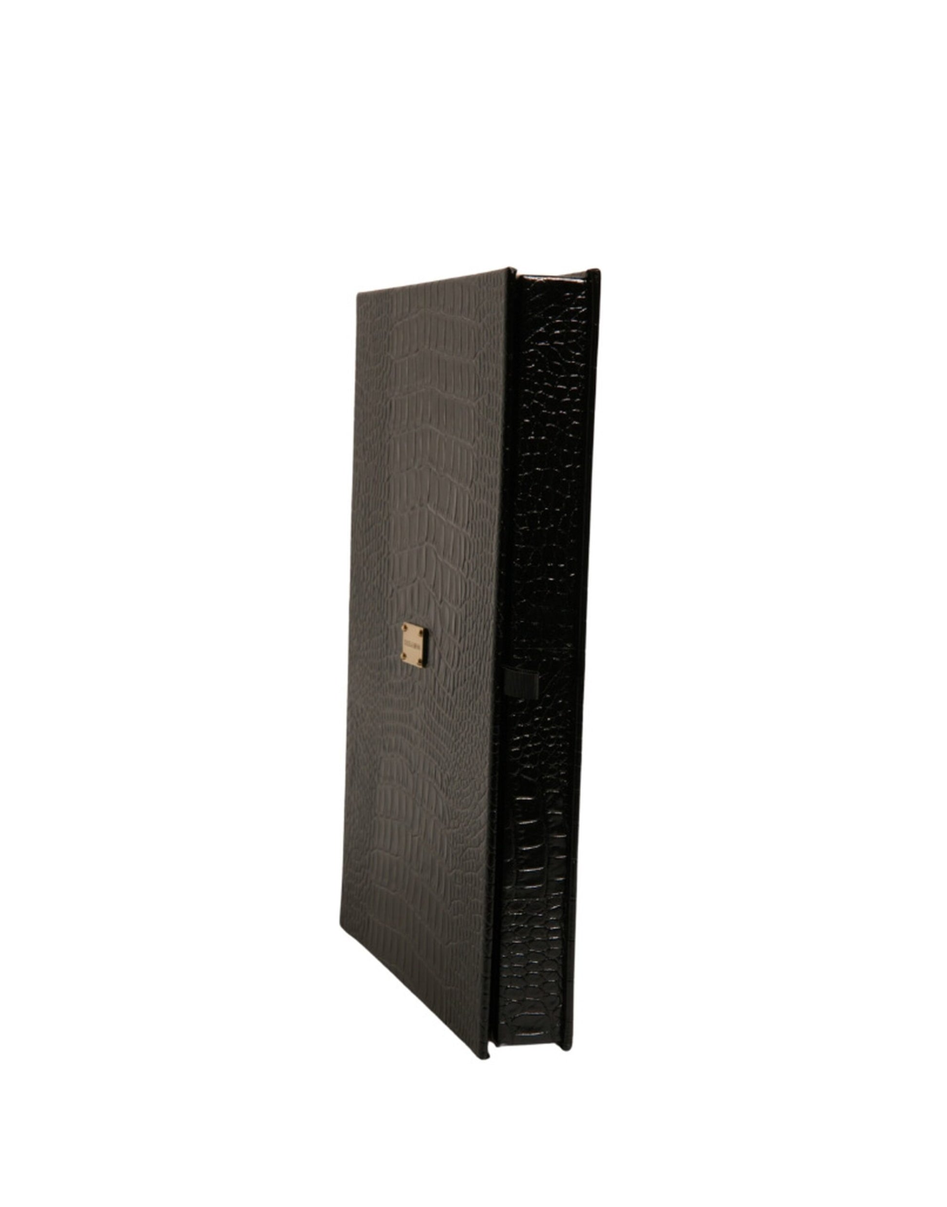 Elegant Black Leather Logo Plaque Holder Catalogue Case