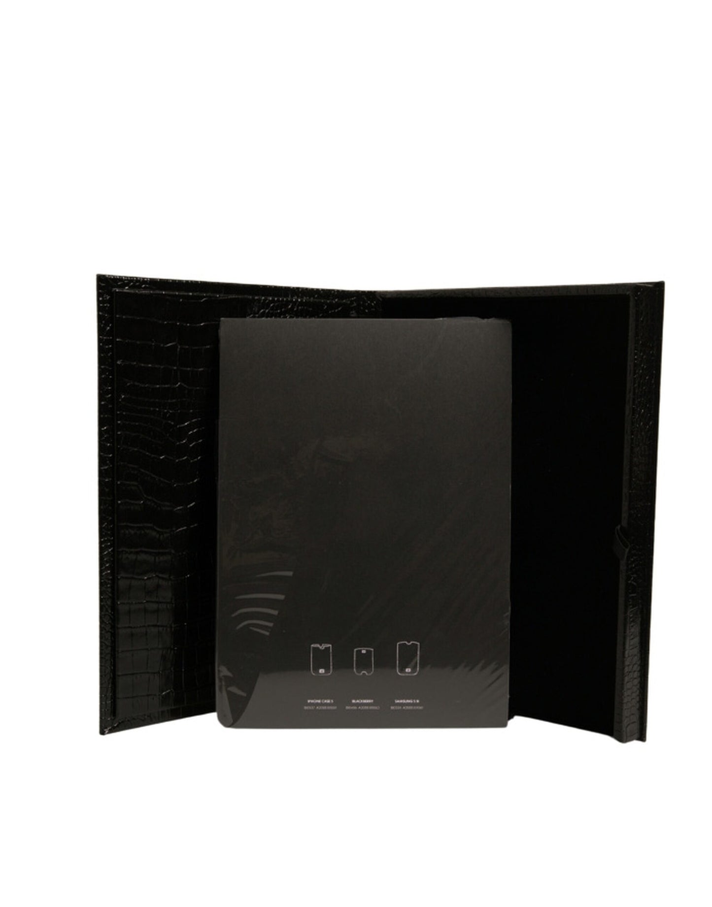 Elegant Black Leather Logo Plaque Holder Catalogue Case