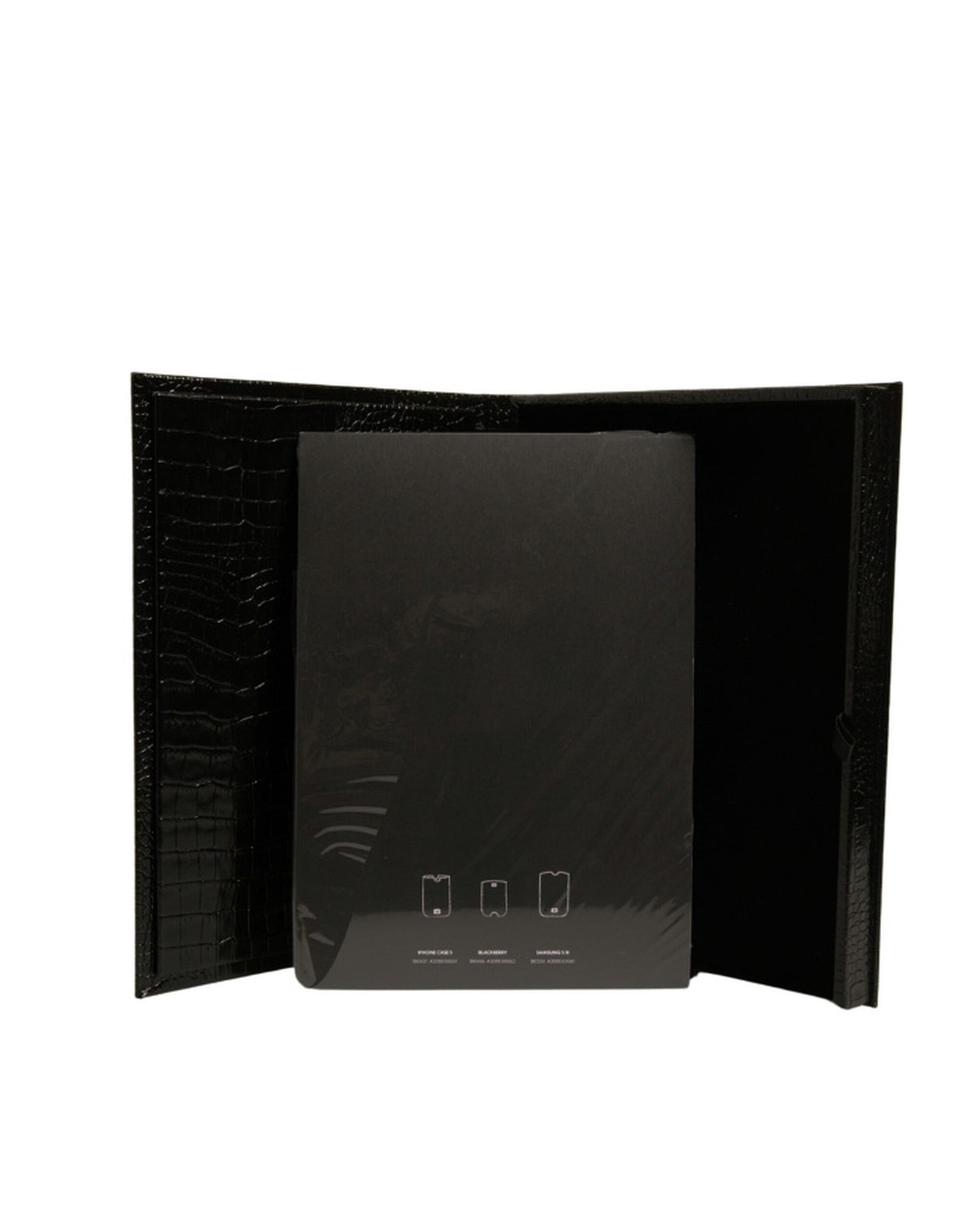 Elegant Black Leather Logo Plaque Holder Catalogue Case