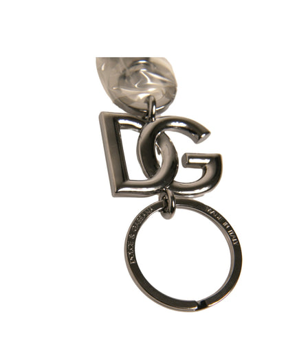 Silver Brass DG Logo Keychain Metal Ring Keyring