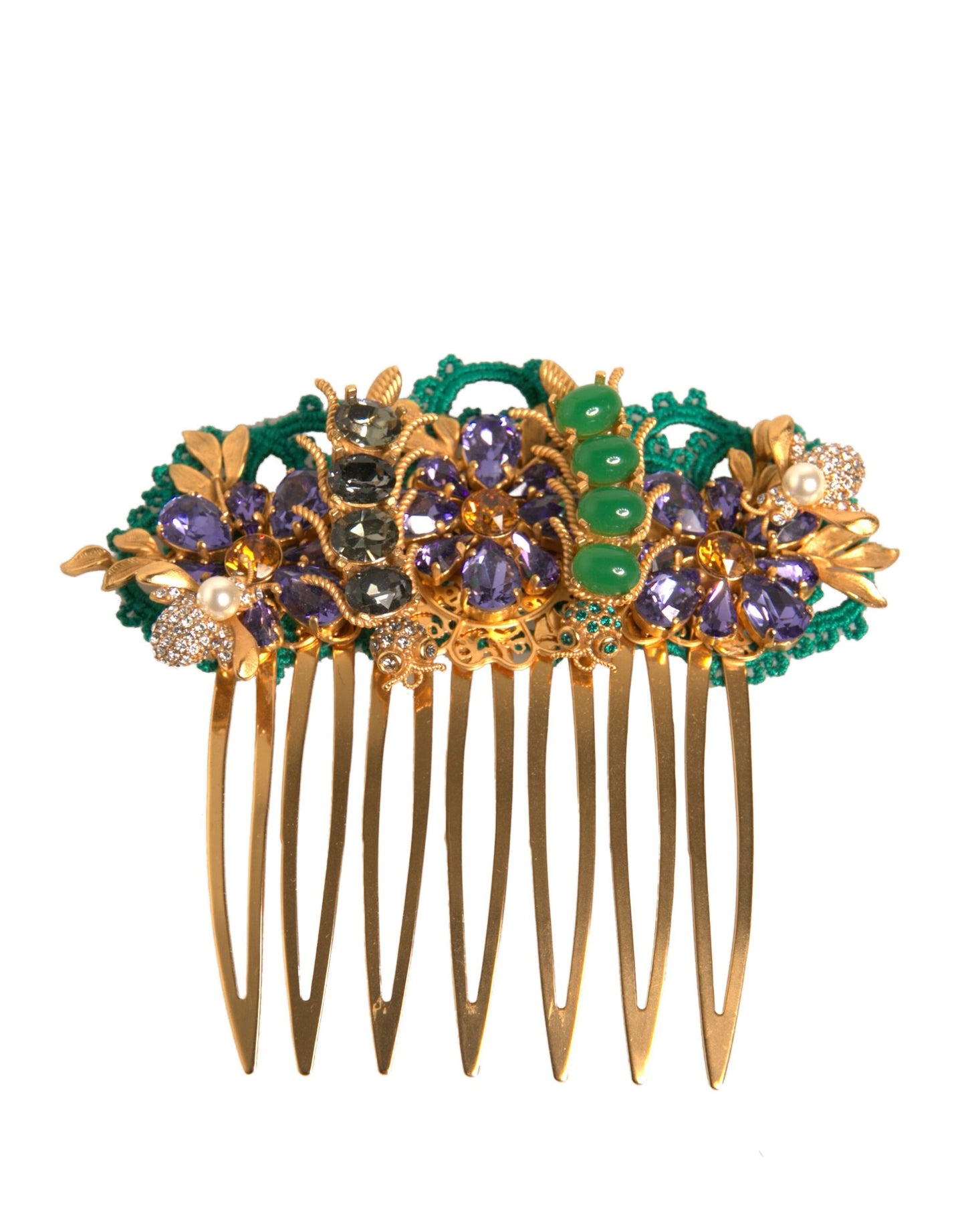 Gold Brass Crystals Hair Stick Comb