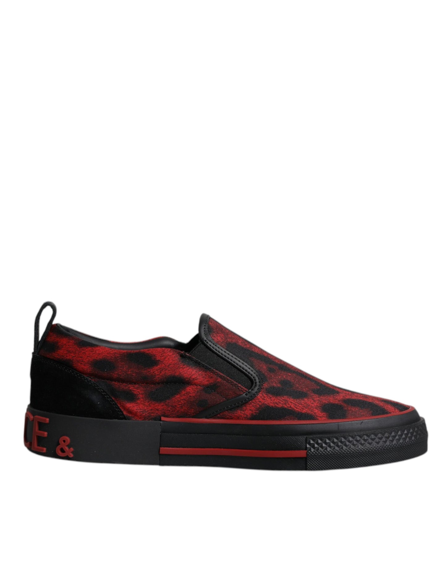 Red Black Leopard Cotton Men Low Top Sneakers Shoes