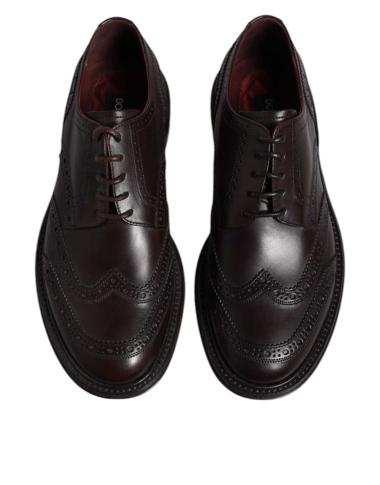 Brown Leather Derby Wingtip Lace Up Formal Dress Shoes