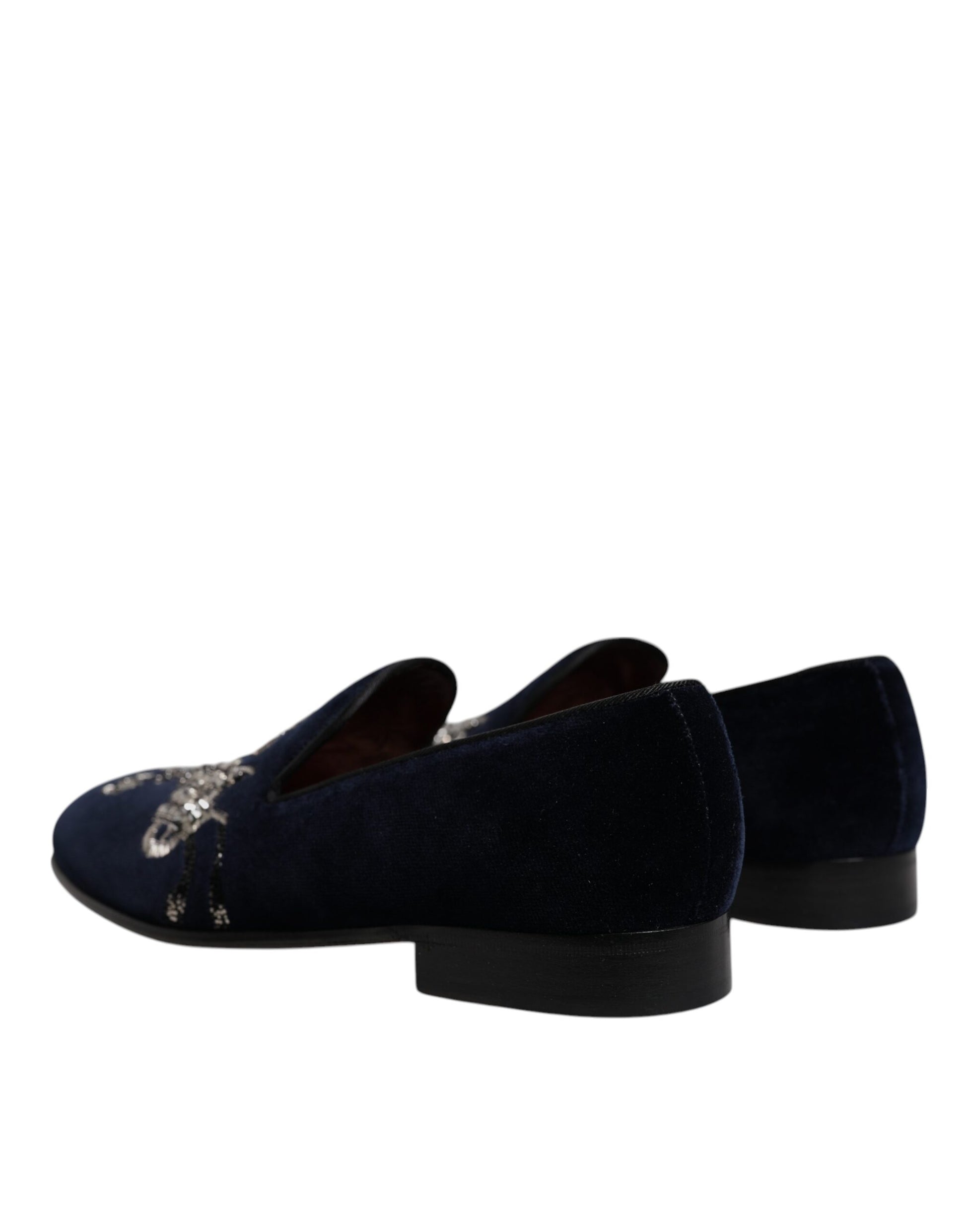 Black Velvet Floral Gun Loafers Dress Shoes