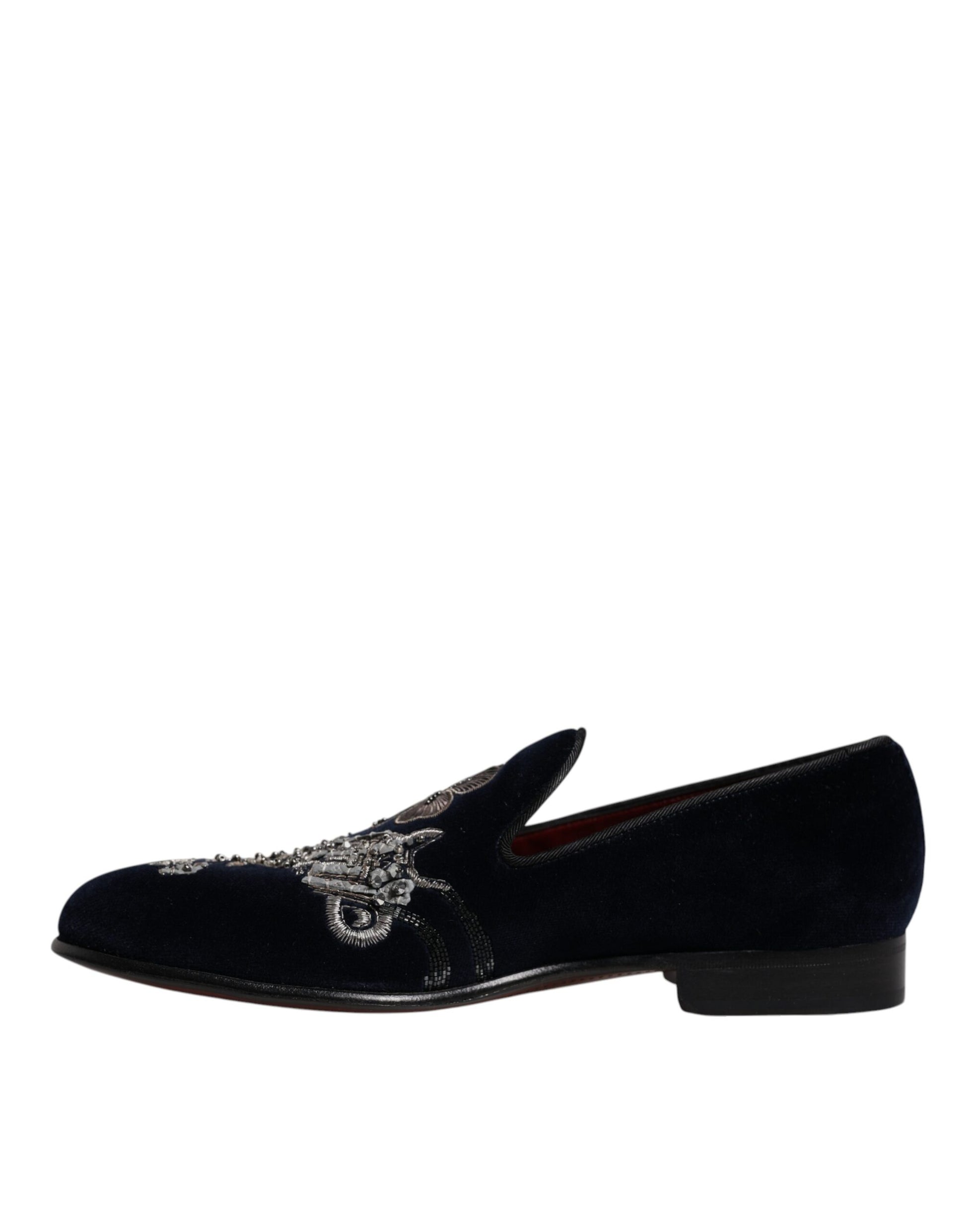 Black Velvet Floral Gun Loafers Dress Shoes