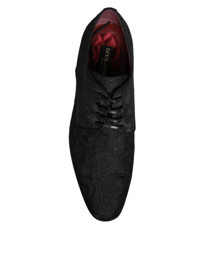 Black Jacquard Lace Up Derby Dress Shoes