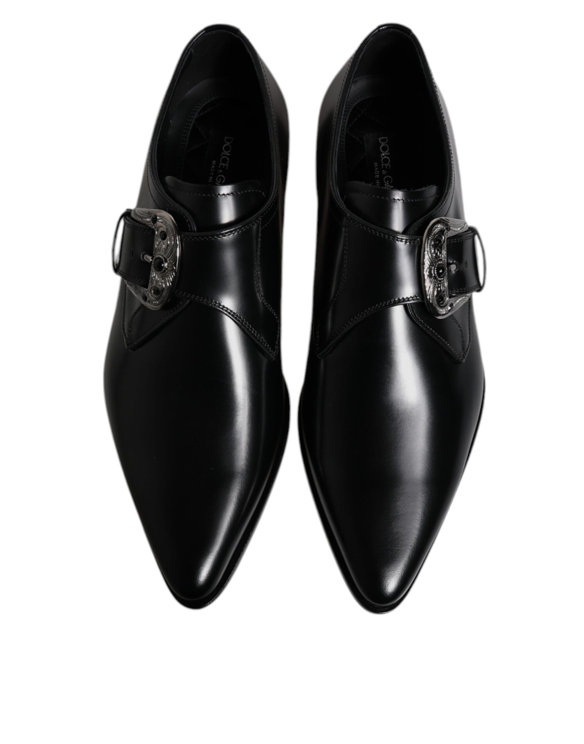 Black Leather Monk Strap Derby Formal Shoes