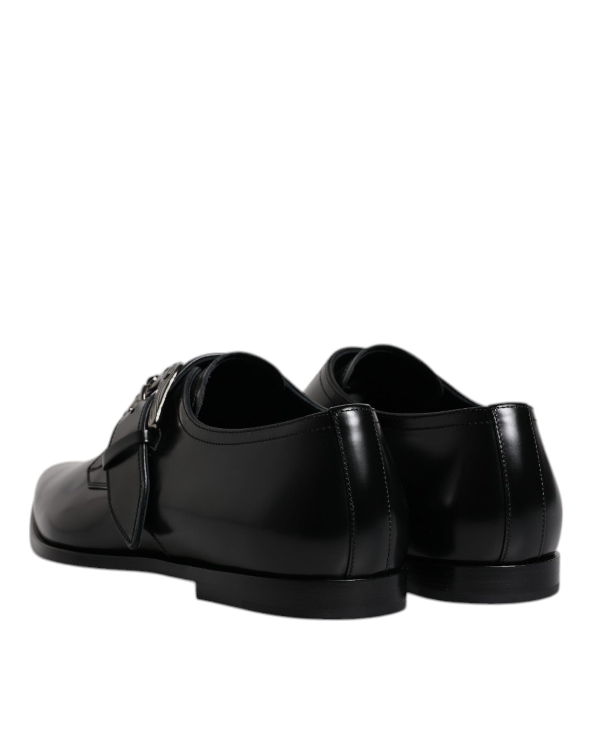 Black Leather Monk Strap Derby Formal Shoes