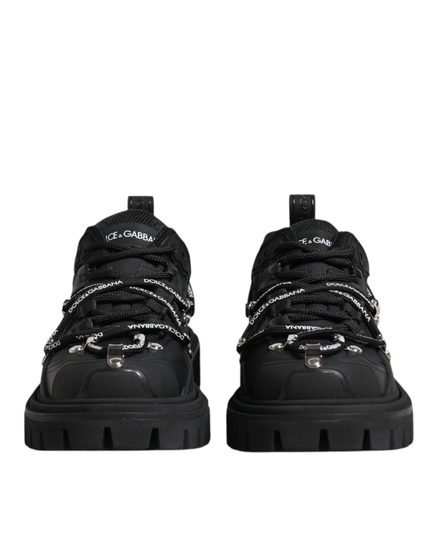 Black Low Top Lace Up Trekking Sneakers Shoes