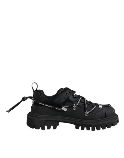 Black Low Top Lace Up Trekking Sneakers Shoes