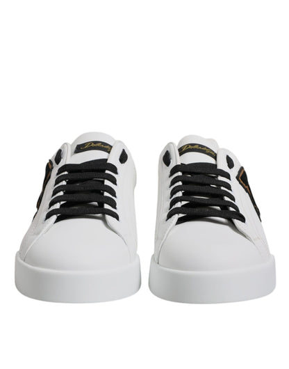 White Leather DG Logo Low Top Sneakers Shoes