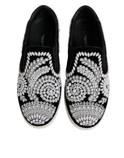 Black Embellished London Men Slip On Shoes