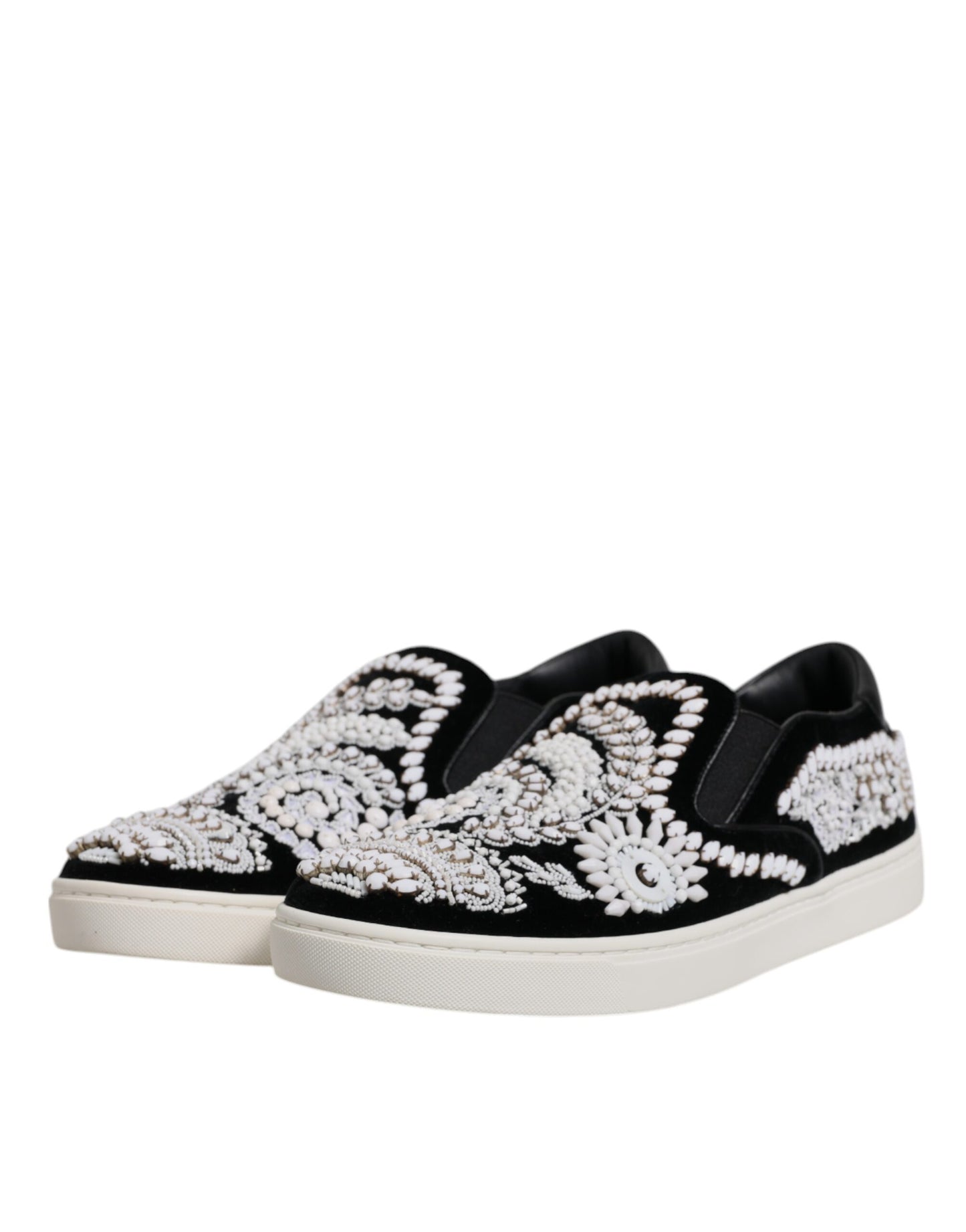 Black Embellished London Men Slip On Shoes