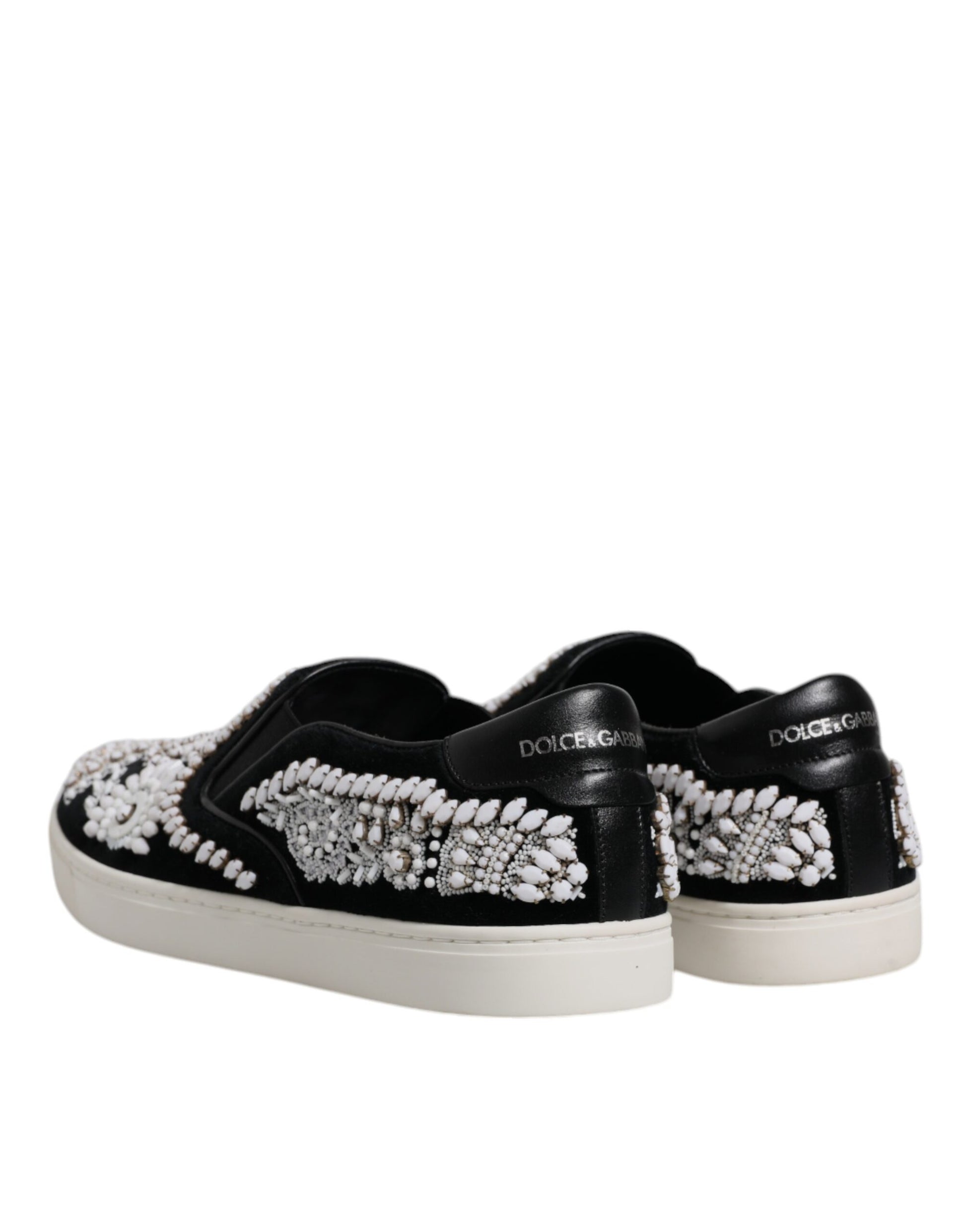 Black Embellished London Men Slip On Shoes