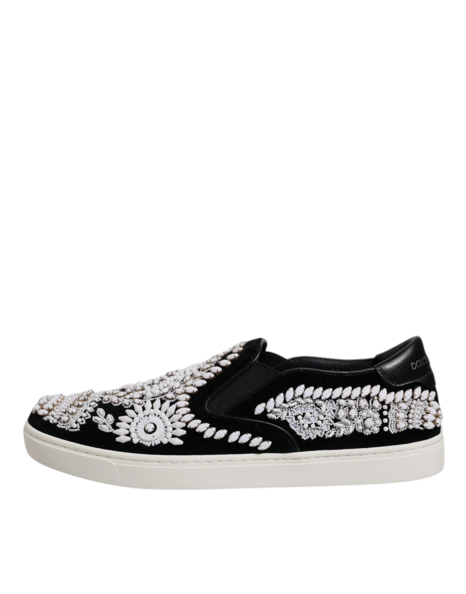 Black Embellished London Men Slip On Shoes