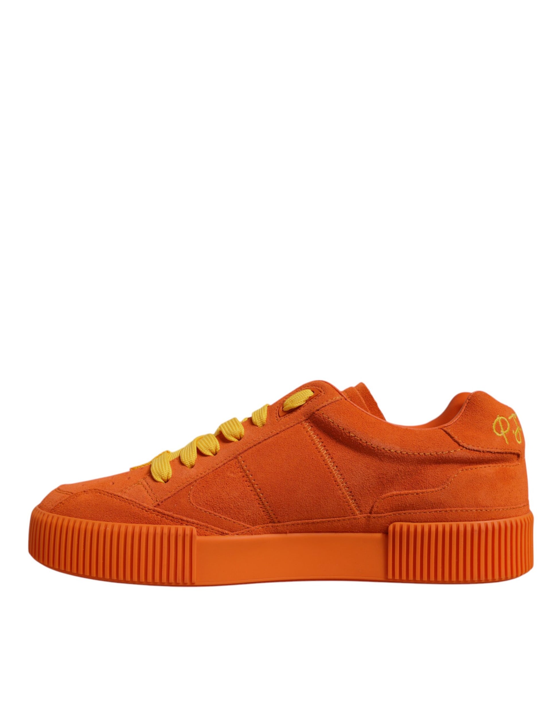 Orange Miami Leather Low Top Sneakers Shoes