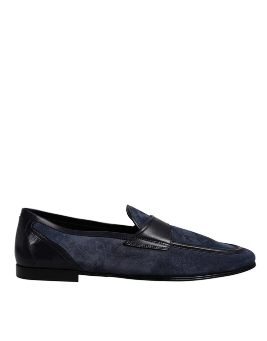 Blue Suede Leather Shoes Loafer Moccasin Shoes