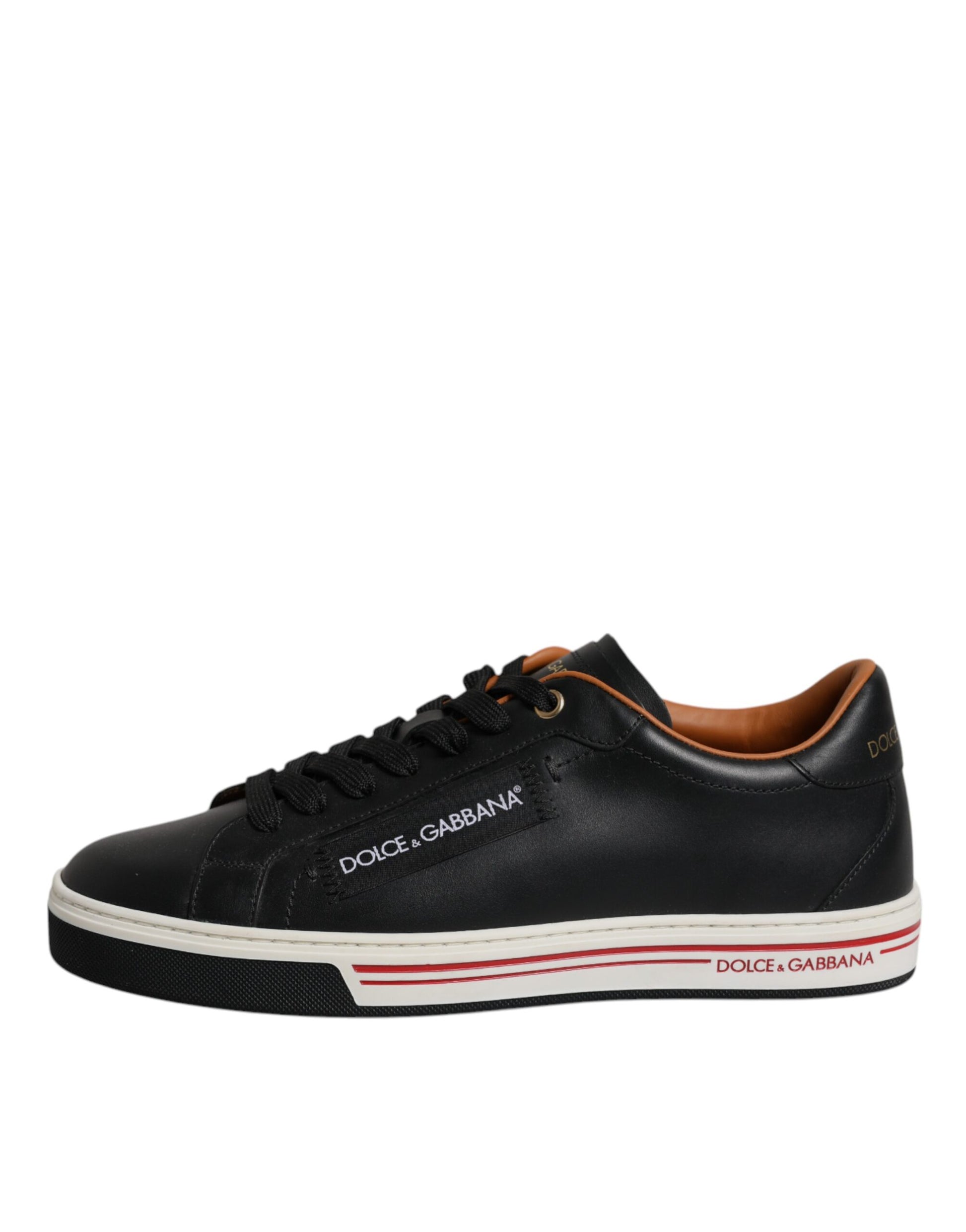 Black Leather Low Top Men Sneakers Shoes