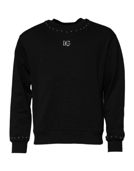 Black Logo Stud Pullover Sweatshirt Sweater