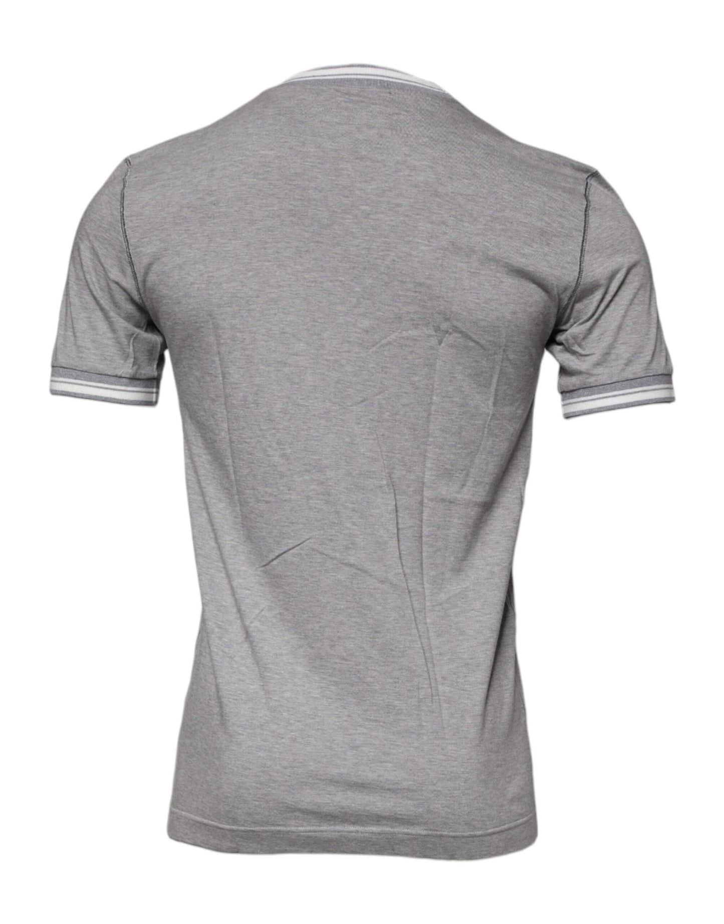 Gray Logo Print Cotton Crew Neck T-shirt