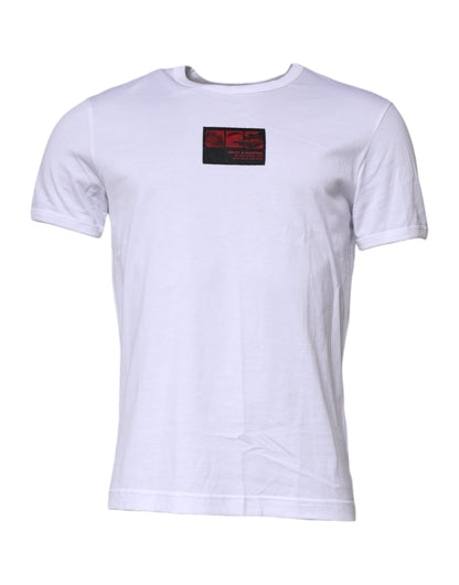 White Graphic Print Cotton Crew Neck T-shirt