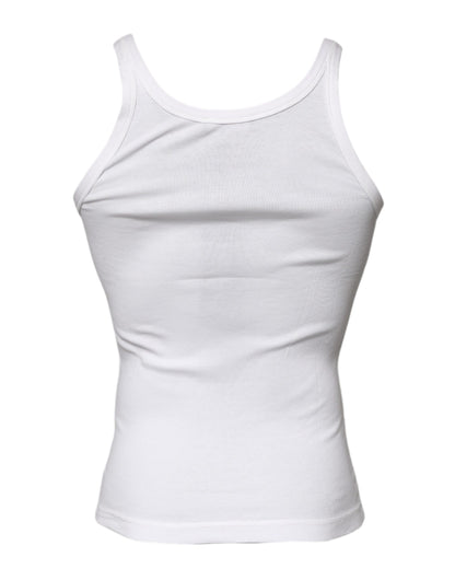 Ivory Cotton Sleeveless Round Neck Tank T-shirt