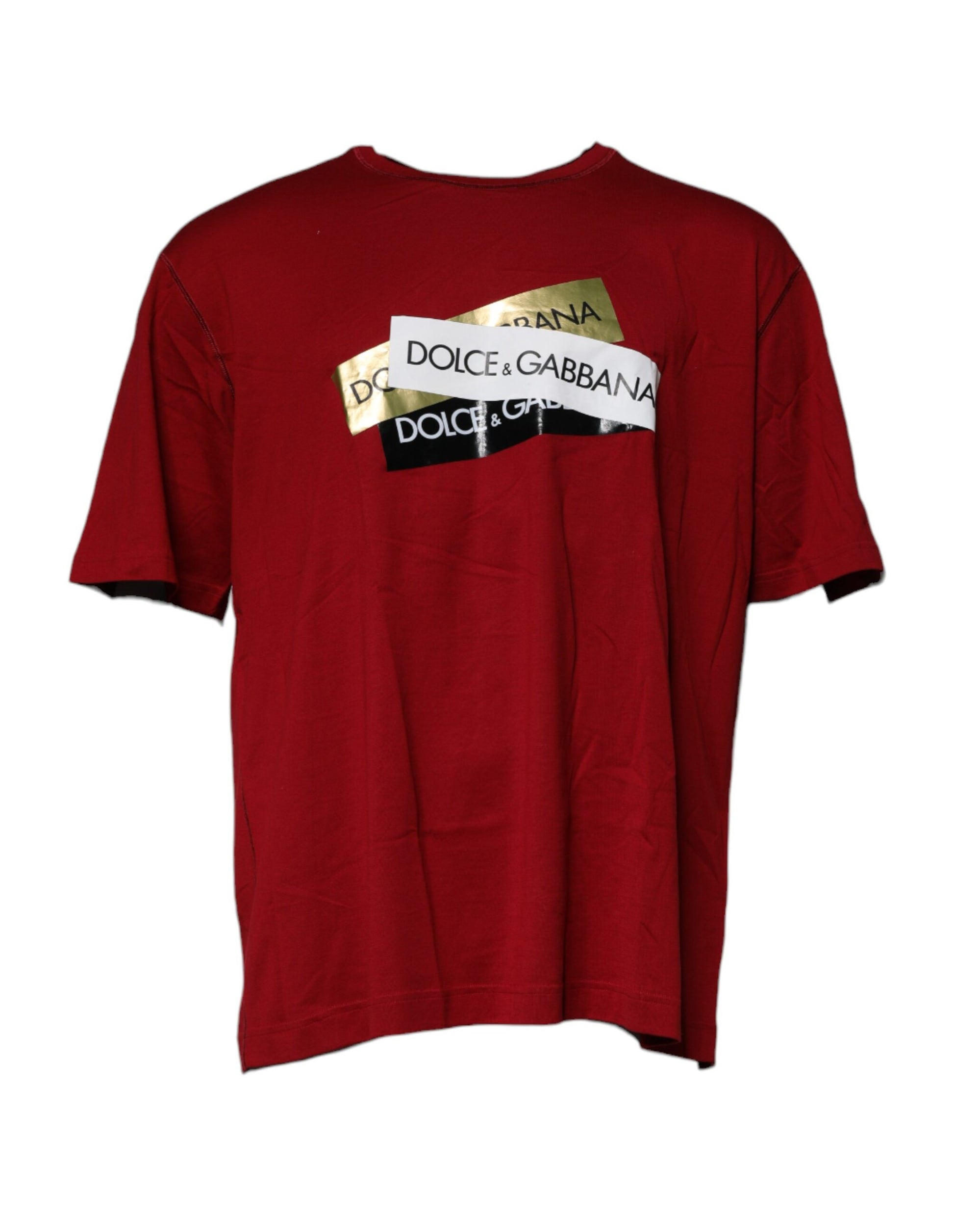 Red Logo Tape Cotton Crew Neck T-shirt